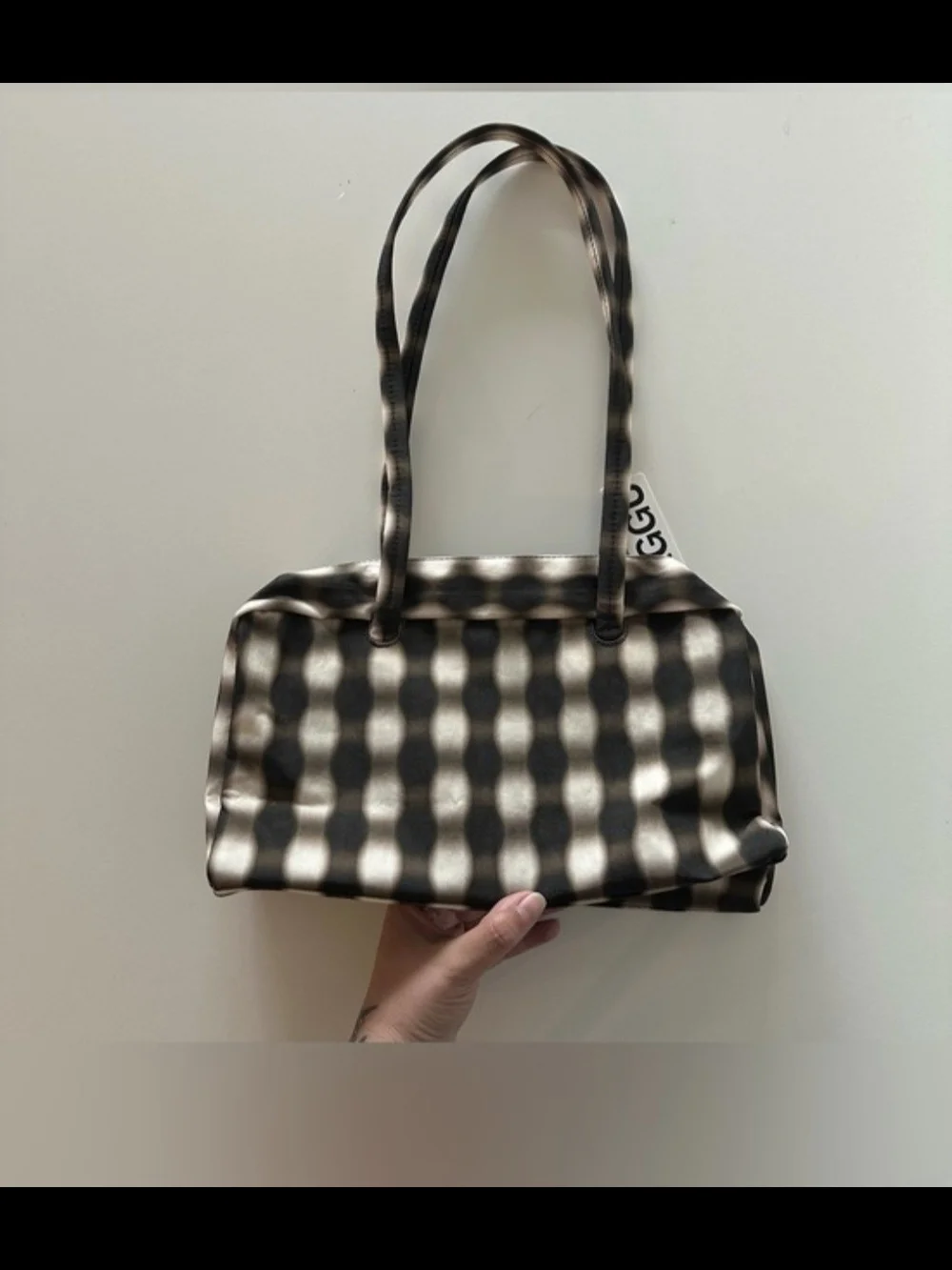 BAGGU Blurred Gingham Bowler Bag